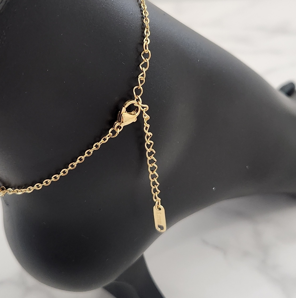Gold Roman Numeral Anklet Crystal Stainless Steel Ankle Bracelet - Picture 11 of 16